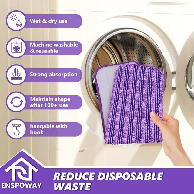 Alt view image 5 of 5 - Reusable Mop Refills Pads for Swiffer PowerMop, 8 Pack Power Mop Refill Pads Microfiber Power Mop Pads Washable 15 Wet Pads Mopping Cloths for Multi-Surface & All Types of Floors, Purple