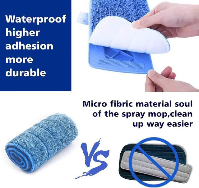 Alt view image 3 of 7 - Replacement Washable Microfiber Absorbing Mop Head - Compatible with E-Cloth Deep Clean Mop Head, Wet & Dry Cleaning Cloth Refills for All Hard-Floor (Blue) 6Pack