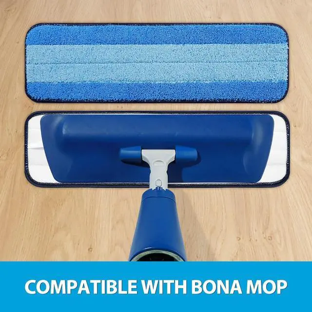 Alt view image 2 of 6 - 6 Pack Microfiber Cleaning Pads for Bona Mop, Safe for Hardwood and Hard-Surface Floors, Reusable Microfiber Mop Pads for 18 Inch Mop, No Residue, Super-Absorbent, Over 500 Machine Washes