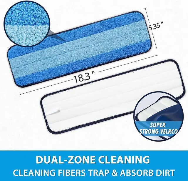 Alt view image 3 of 6 - 6 Pack Microfiber Cleaning Pads for Bona Mop, Safe for Hardwood and Hard-Surface Floors, Reusable Microfiber Mop Pads for 18 Inch Mop, No Residue, Super-Absorbent, Over 500 Machine Washes