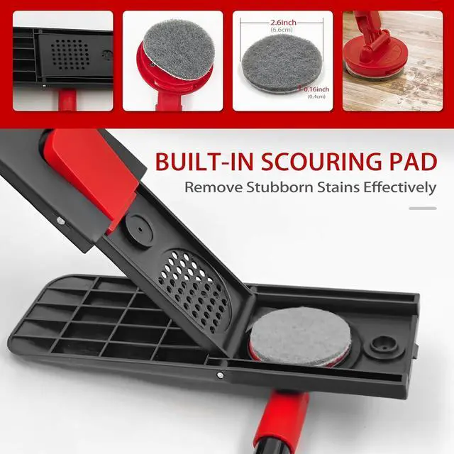 Alt view image 6 of 6 - JEHONN Floor Mop Dry Wet Flat Dust Mops with Microfiber & Chenille Pads for Hard Wood Laminate Tile Vinyl Kitchen Bathroom Home