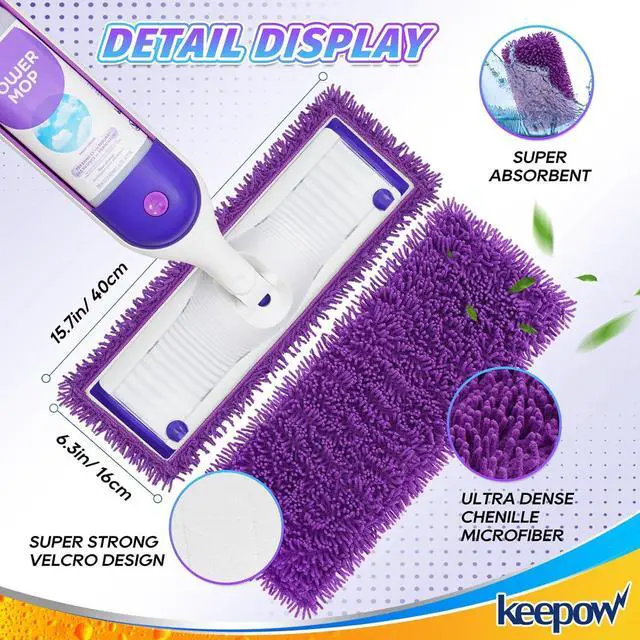 Alt view image 4 of 7 - KEEPOW Reusable Power Mop Refill Pads Compatible with Swiffer PowerMop, Microfiber Power Mop Refills, Power Mop Pads for Hardwood Floor Cleaning (6 Pack)