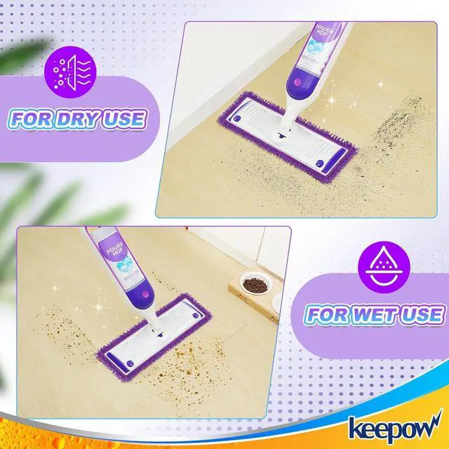 Alt view image 5 of 7 - KEEPOW Reusable Power Mop Refill Pads Compatible with Swiffer PowerMop, Microfiber Power Mop Refills, Power Mop Pads for Hardwood Floor Cleaning (6 Pack)