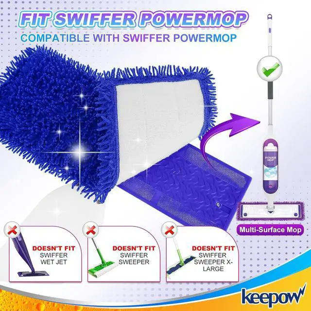 Alt view image 2 of 7 - KEEPOW Reusable Power Mop Refill Pads Compatible with Swiffer PowerMop, Microfiber Power Mop Refills, Power Mop Pads for Hardwood Floor Cleaning (6 Pack)