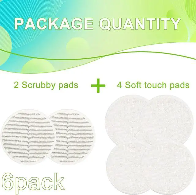 Alt view image 3 of 7 - 2124 Replacement Pads for Bissell Spinwave Spin Mop, 2 Scrubby Pads and 4 Soft Pads Compatible with Bisell Spinwave 2039 2039A 2039Q 2039T 2039W 20391 20395 20399 2307 23157 2315A Mop Pad Kit LUXRILIX