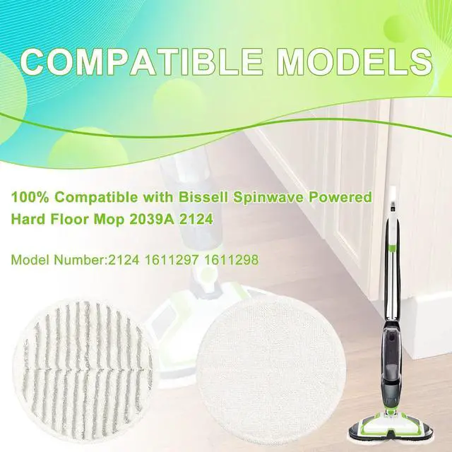 Alt view image 6 of 7 - 2124 Replacement Pads for Bissell Spinwave Spin Mop, 2 Scrubby Pads and 4 Soft Pads Compatible with Bisell Spinwave 2039 2039A 2039Q 2039T 2039W 20391 20395 20399 2307 23157 2315A Mop Pad Kit LUXRILIX