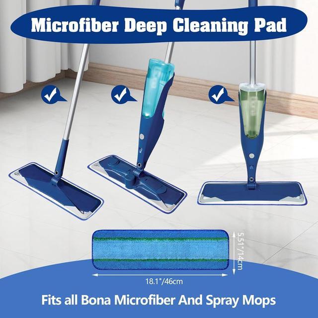 Alt view image 2 of 6 - 8 Pack Deep Cleaning Replacement Pads for Bona Family of Mops, Premium Microfiber Floor Mop for Hardwood Floors and Multi-Surface Floor Cleaner