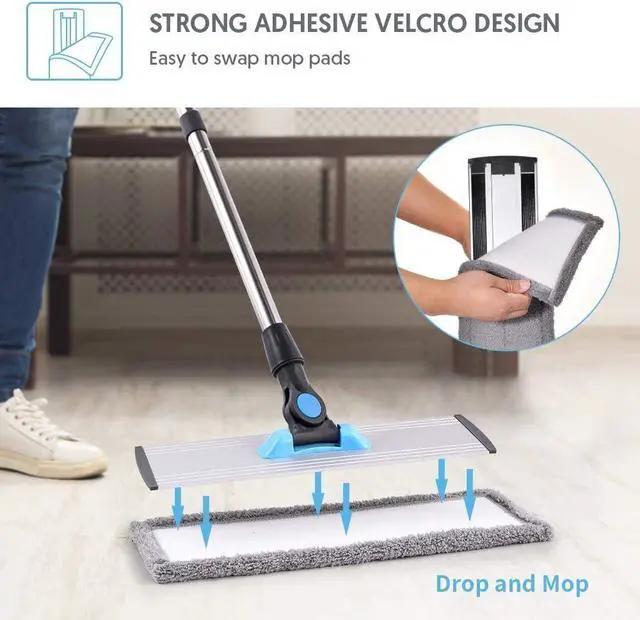 Alt view image 4 of 7 - Microfiber Dust Mop for Hardwood Floors - MANGOTIME Dry Floor Mop for Floor Cleaning Hardwood Wood Tile Vinyl Laminate, Wet Flat Mop with 4 Washable Reusable Microfiber Pads and Aluminum Mop Head