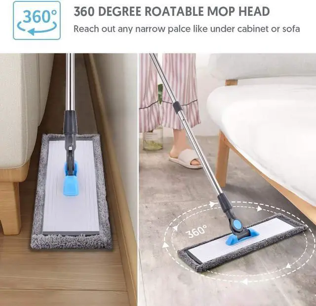 Alt view image 5 of 7 - Microfiber Dust Mop for Hardwood Floors - MANGOTIME Dry Floor Mop for Floor Cleaning Hardwood Wood Tile Vinyl Laminate, Wet Flat Mop with 4 Washable Reusable Microfiber Pads and Aluminum Mop Head