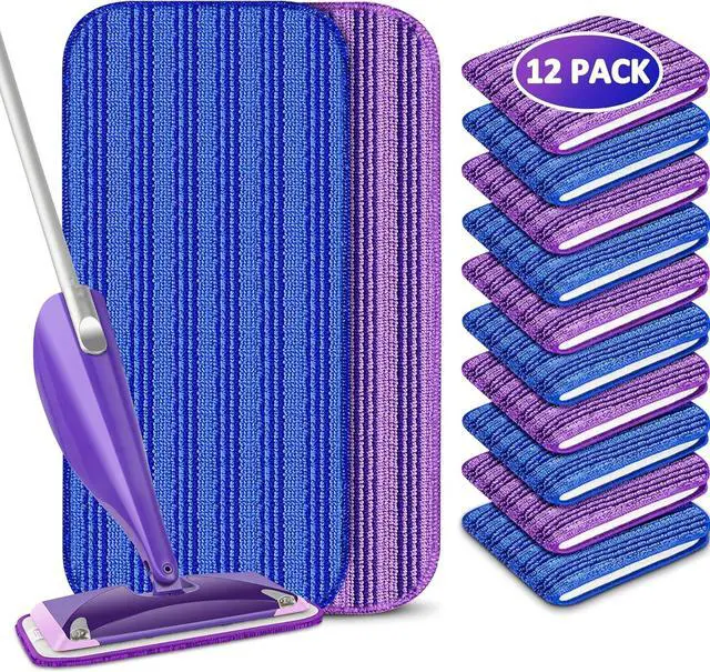 Main image of 12 Pack Reusable Mop Pads Compatible with Swiffer Wet Jet Mop- Wet Pads Refill Washable Microfiber Mop Pads Wet Dry Mopping Cloths Replacements for Wetjet 12" Mop All Purpose Floor Cleaning