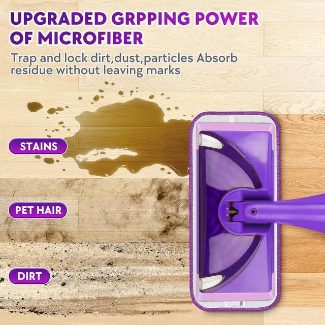 Alt view image 5 of 5 - 12 Pack Reusable Mop Pads Compatible with Swiffer Wet Jet Mop- Wet Pads Refill Washable Microfiber Mop Pads Wet Dry Mopping Cloths Replacements for Wetjet 12" Mop All Purpose Floor Cleaning