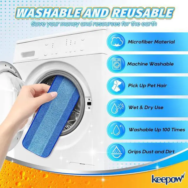 Alt view image 3 of 7 - KEEPOW Microfiber Cleaning Pad, Mop Replacement Pads for Hardwood Floor Cleaner, 18 Inch, Washable & Reusable Spray Refills for Hard Surface Laminate Wood (4 Pack)
