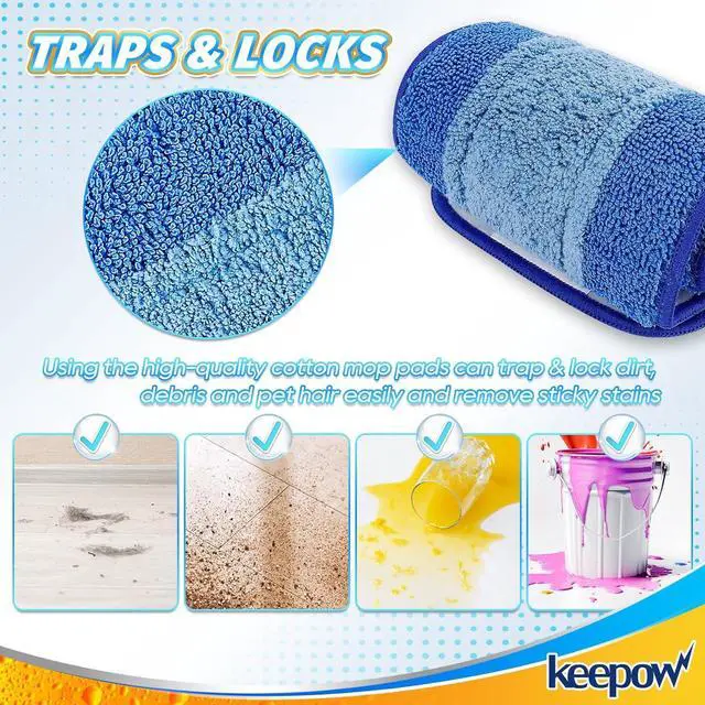 Alt view image 5 of 7 - KEEPOW Microfiber Cleaning Pad, Mop Replacement Pads for Hardwood Floor Cleaner, 18 Inch, Washable & Reusable Spray Refills for Hard Surface Laminate Wood (4 Pack)