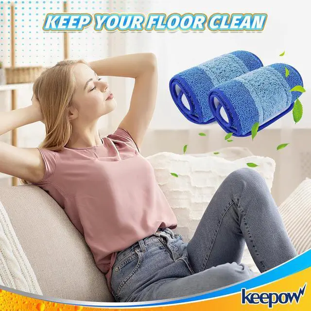 Alt view image 6 of 7 - KEEPOW Microfiber Cleaning Pad, Mop Replacement Pads for Hardwood Floor Cleaner, 18 Inch, Washable & Reusable Spray Refills for Hard Surface Laminate Wood (4 Pack)