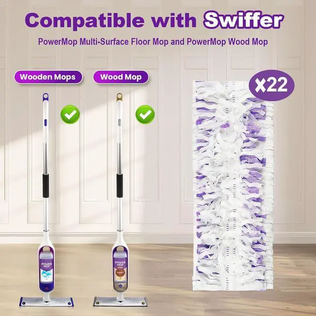 Alt view image 3 of 7 - 22 Count Disposable Power Mop Refills Compatible with Swiffer PowerMop Multi-Surface Floor Mop and Swiffer PowerMop Wood Mop, Power Mop Pads for Floor Cleaning