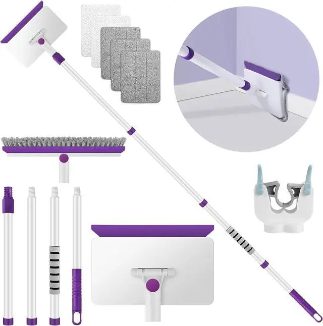 Main image of Baseboard Cleaner Tool with Handle, 60" Extendable Long Handle Baseboard Cleaner with 5 Reusable Pads for Baseboards Cleaning, Ceiling, Wall, Floor, Bathroom Kitchen