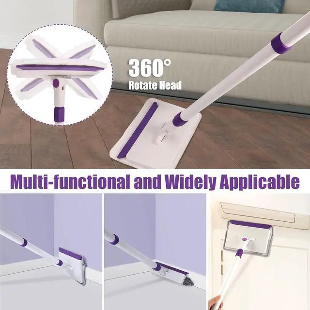 Alt view image 4 of 7 - Baseboard Cleaner Tool with Handle, 60" Extendable Long Handle Baseboard Cleaner with 5 Reusable Pads for Baseboards Cleaning, Ceiling, Wall, Floor, Bathroom Kitchen