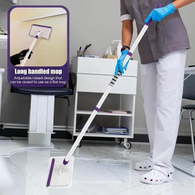 Alt view image 5 of 7 - Baseboard Cleaner Tool with Handle, 60" Extendable Long Handle Baseboard Cleaner with 5 Reusable Pads for Baseboards Cleaning, Ceiling, Wall, Floor, Bathroom Kitchen