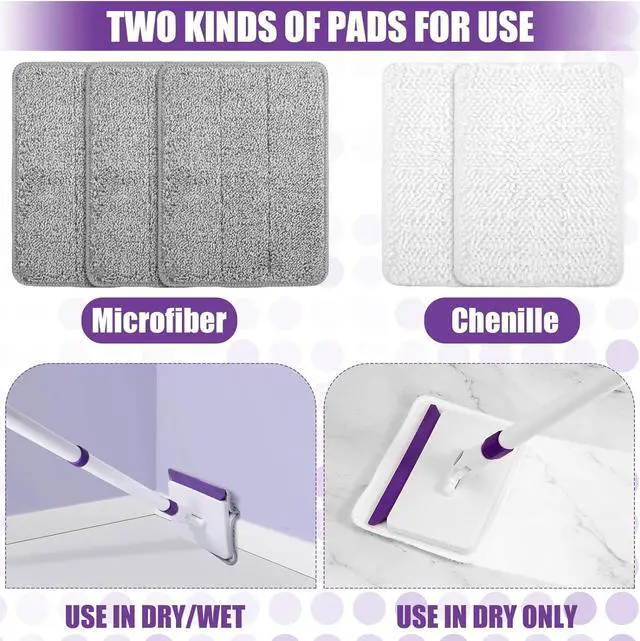 Alt view image 7 of 7 - Baseboard Cleaner Tool with Handle, 60" Extendable Long Handle Baseboard Cleaner with 5 Reusable Pads for Baseboards Cleaning, Ceiling, Wall, Floor, Bathroom Kitchen
