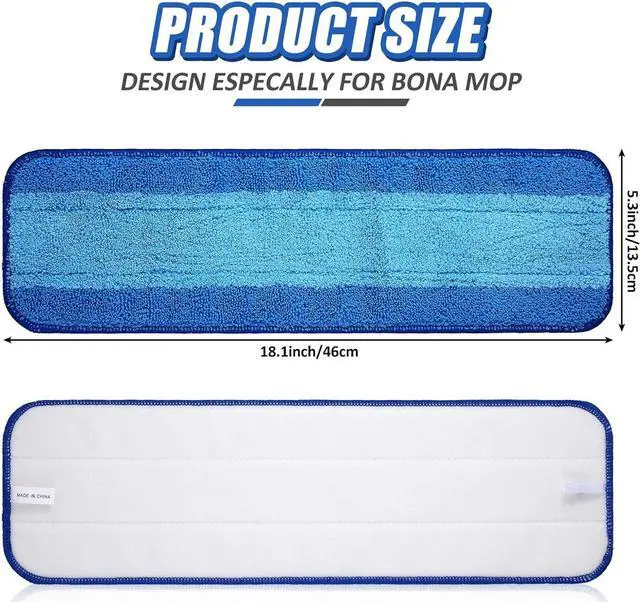Alt view image 2 of 7 - 30 Pieces Microfiber Cleaning Pads Compatible with Bona Mop Reusable 18 Inch Replacement Cleaning Pads Washable Refills Replacement Heads for Floor Cleaning