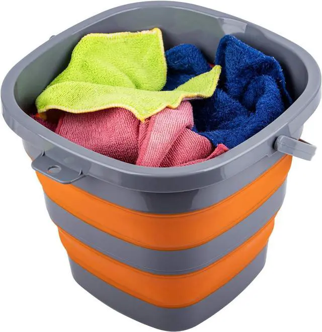 Alt view image 7 of 7 - 3 Pack Collapsible Bucket with Large 2.6 Gallon (10L) Each, Portable Plastic Bucket for House Cleaning, Foldable Tub for Mop, Car, Garden or Camping, Space Saving Fishing Water Pail