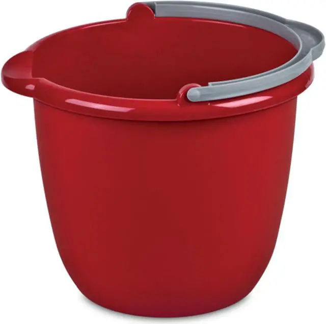 Main image of Sterilite 10 Qt Spout Pail with Handle, Bucket for Household Cleaning, Washing The Car, and Mopping, Spout to Easily Pour Water, Red, 24-Pack