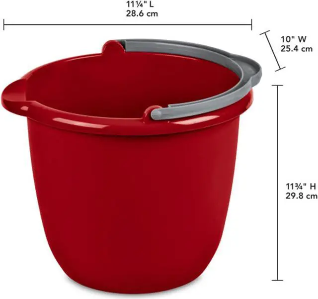 Alt view image 2 of 6 - Sterilite 10 Qt Spout Pail with Handle, Bucket for Household Cleaning, Washing The Car, and Mopping, Spout to Easily Pour Water, Red, 24-Pack
