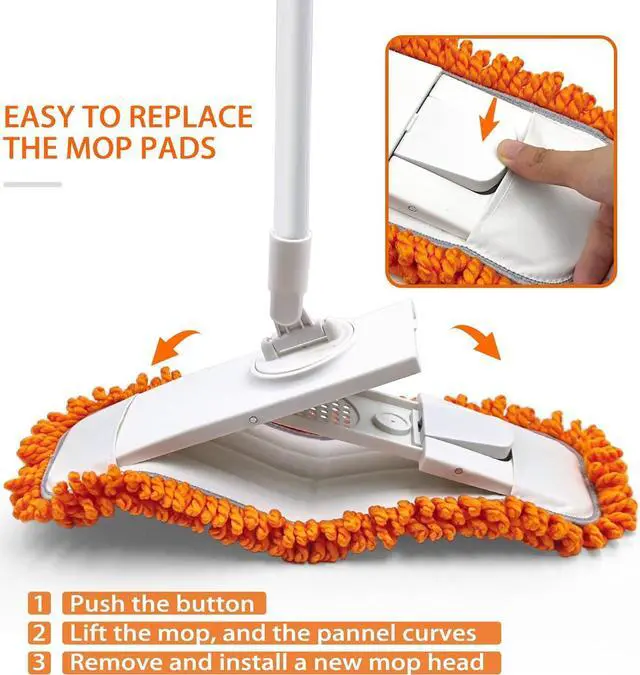 Alt view image 2 of 6 - Dust Mop for Floor Cleaning with Washable Microfiber Pad - JEHONN Dry Wet Flat Mop with Scouring Pad for Hardwood, Laminate, Tile, Marble