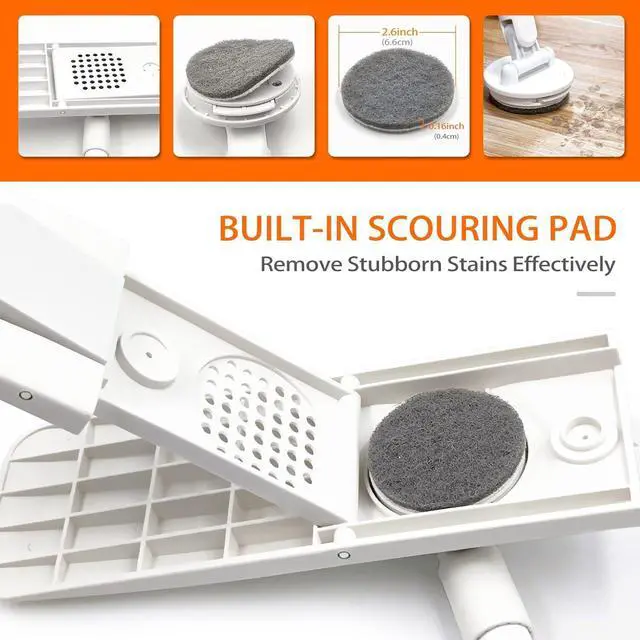 Alt view image 6 of 6 - Dust Mop for Floor Cleaning with Washable Microfiber Pad - JEHONN Dry Wet Flat Mop with Scouring Pad for Hardwood, Laminate, Tile, Marble