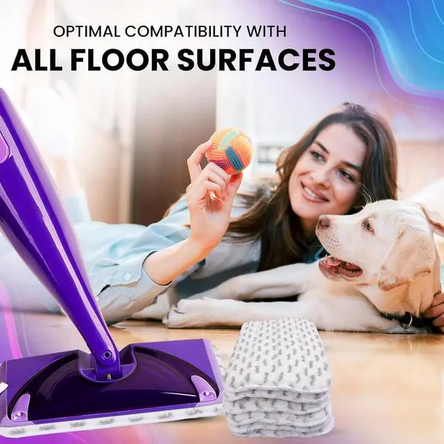 Alt view image 2 of 7 - 6pcs of Universal 11-inch Velcro Type Reusable Floor Mop Pads Compatible with Swiffer Wet Jet Refills Machine Washable Thick Microfiber Wet Pads for Hardwood and Household Cleaning Supplies (6pcs)