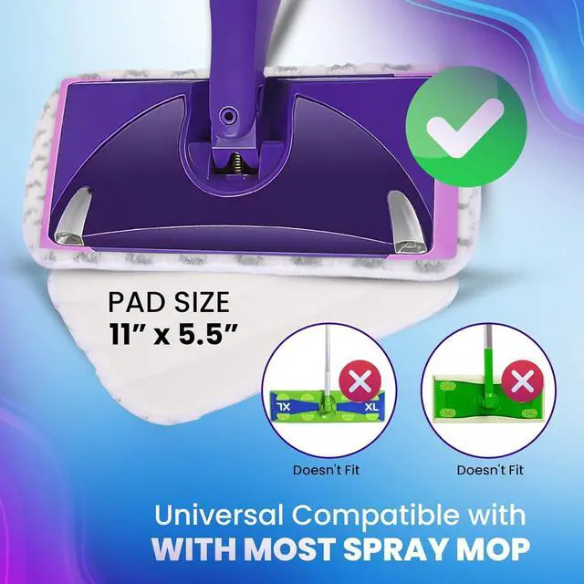 Alt view image 3 of 7 - 6pcs of Universal 11-inch Velcro Type Reusable Floor Mop Pads Compatible with Swiffer Wet Jet Refills Machine Washable Thick Microfiber Wet Pads for Hardwood and Household Cleaning Supplies (6pcs)