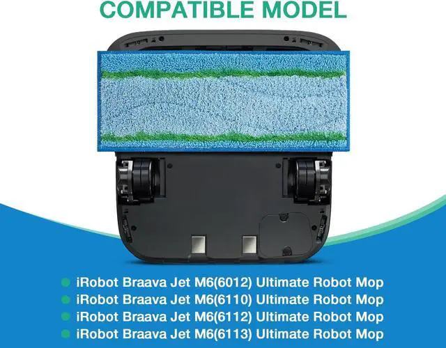 Alt view image 2 of 6 - 8 Pack M6 Mopping Wet Pads for iRobot Braava Jet m6 6110, 6012, 6112, 6113, Ultimate Robot, Wet Mopping Pads Compatible with Braava Jet m Series, Washable and Reusable Roomba Mop Pads