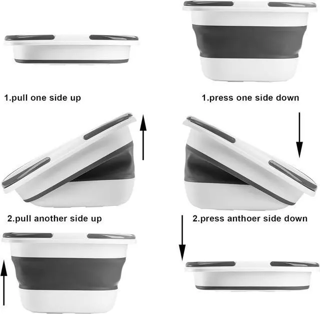 Alt view image 3 of 7 - Coloch 2 Pack 16L/4.2 Gallon Collapsible Plastic Bucket, Foldable Mop Bucket Laundry Basket with Handle, Portable Water Pail Space-Saving Bucket for House Cleaning, Car Washing, Fishing, Camping