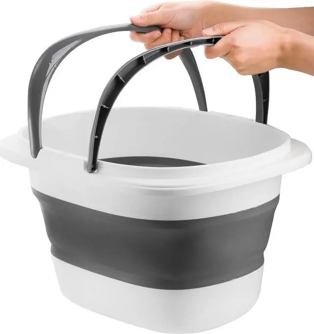 Alt view image 4 of 7 - Coloch 2 Pack 16L/4.2 Gallon Collapsible Plastic Bucket, Foldable Mop Bucket Laundry Basket with Handle, Portable Water Pail Space-Saving Bucket for House Cleaning, Car Washing, Fishing, Camping