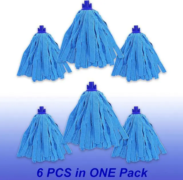 Alt view image 2 of 5 - 6 PCS Blue Microfiber Mop Replacement Compatible with All Standard US Threading Pole &0.8" Diameter Mop Handle