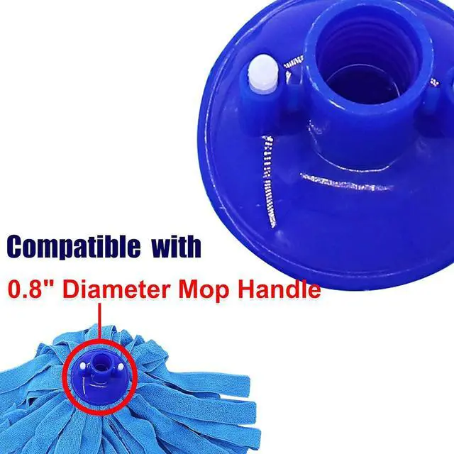 Alt view image 3 of 5 - 6 PCS Blue Microfiber Mop Replacement Compatible with All Standard US Threading Pole &0.8" Diameter Mop Handle