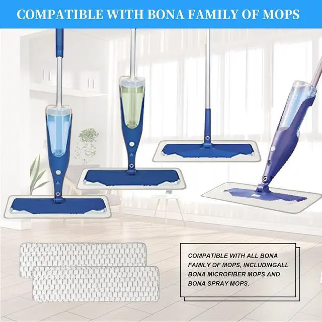 Alt view image 3 of 7 - 6 Pack Microfiber Flat Mop Pads Replacement for Bona Family of Mops, 18.5 Inch Washable & Reusable Microfiber Cleaning Pad for Hardwood and Multi-Surface Floors Cleaning Head, Wet/Dry Mop