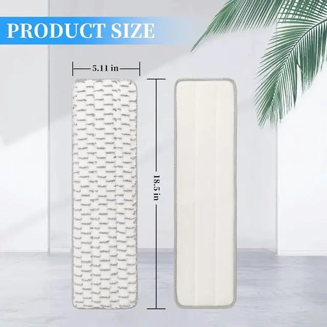 Alt view image 2 of 7 - 6 Pack Microfiber Flat Mop Pads Replacement for Bona Family of Mops, 18.5 Inch Washable & Reusable Microfiber Cleaning Pad for Hardwood and Multi-Surface Floors Cleaning Head, Wet/Dry Mop