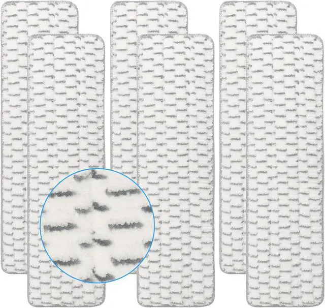 Main image of 6 Pack Microfiber Flat Mop Pads Replacement for Bona Family of Mops, 18.5 Inch Washable & Reusable Microfiber Cleaning Pad for Hardwood and Multi-Surface Floors Cleaning Head, Wet/Dry Mop