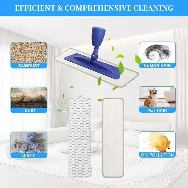 Alt view image 5 of 7 - 6 Pack Microfiber Flat Mop Pads Replacement for Bona Family of Mops, 18.5 Inch Washable & Reusable Microfiber Cleaning Pad for Hardwood and Multi-Surface Floors Cleaning Head, Wet/Dry Mop