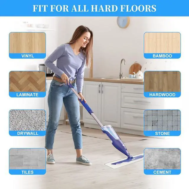 Alt view image 7 of 7 - 6 Pack Microfiber Flat Mop Pads Replacement for Bona Family of Mops, 18.5 Inch Washable & Reusable Microfiber Cleaning Pad for Hardwood and Multi-Surface Floors Cleaning Head, Wet/Dry Mop
