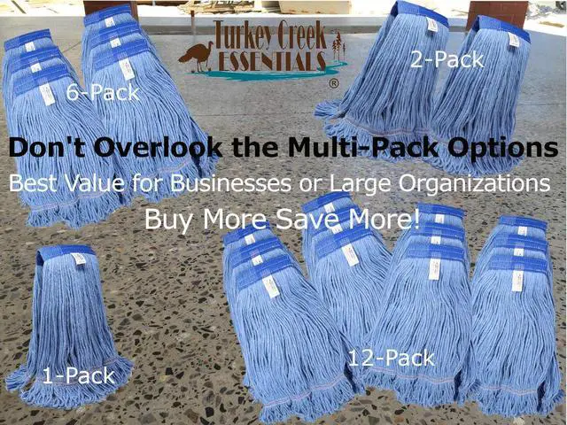 Alt view image 6 of 6 - Turkey Creek Essentials Mop Heads Commercial Grade USA Made Looped End Heavy Duty Large Mop Head of Blue 4-Ply Synthetic Yarn Industrial Wet Mop Head Replacement and String Mop Refills (1, Large)