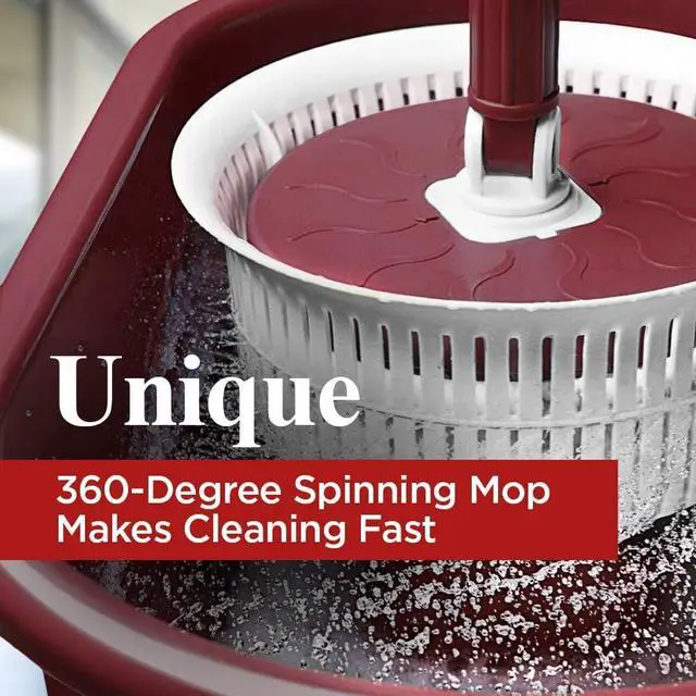 Alt view image 4 of 7 - Fuller Brush Spin Mop Bucket System - Easy Wring, 360° Spin - Streak Free Floor Cleaning - 2 Microfiber Mop Heads  Plus Fullers Double Strength Oil Soap