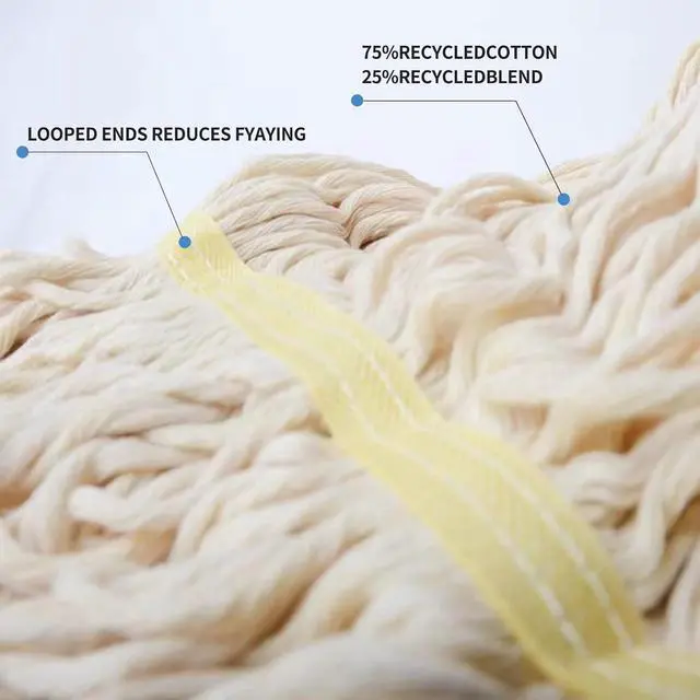 Alt view image 5 of 6 - Loop-End String Wet Mop Heavy Duty Cotton Mop Commercial Industrial Grade Side Clip-On Mop Head for Floor Cleaning 59"