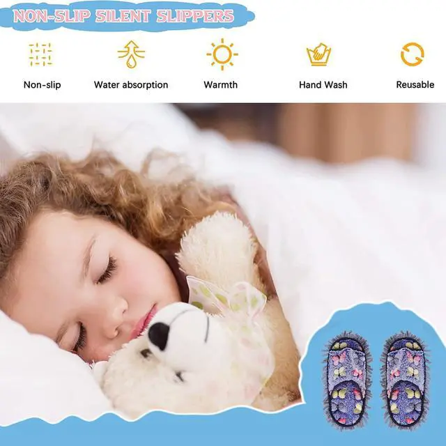 Alt view image 4 of 7 - handrong Mop Slippers 4 Pairs of Dusting Slippers Butterfly Microfiber Mopping Slippers Mop Shoes Cleaning Slippers for Men Women Floor Cleaning Washable