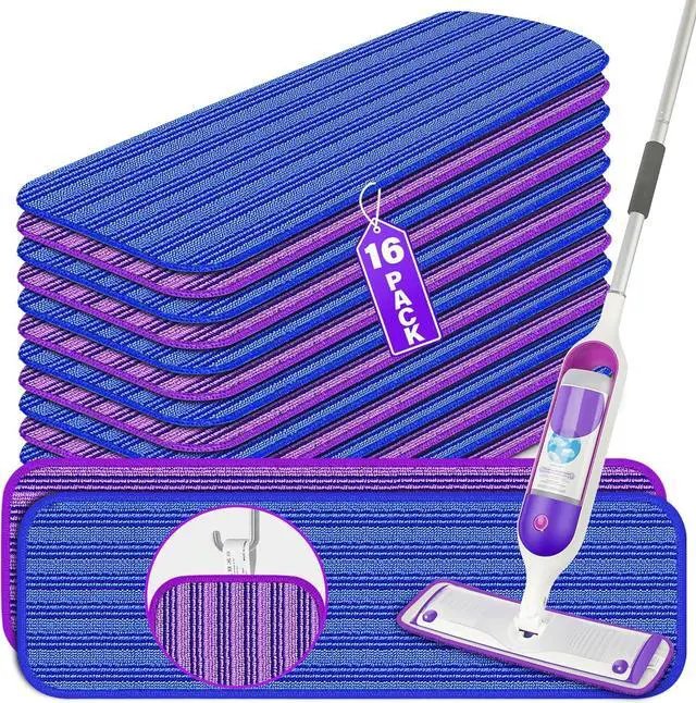Main image of 16 Pack Disaposable Mop Pads for Swiffer Power Mop, Reusable Mop Pads for Swiffer Power Mop Start Kit & Swiffer Wood Mop Kit Power Mop Replacement Pads Machine Washable Works for All Floor Types