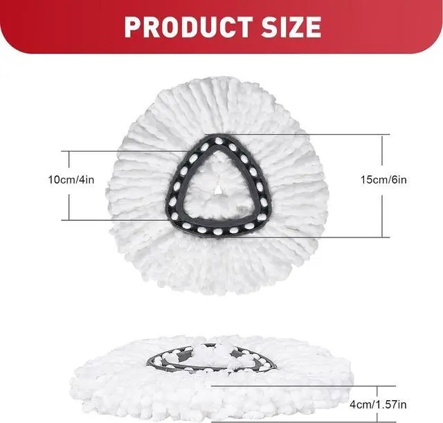 Alt view image 3 of 6 - Mop Replace Head Compatible with Ocedar, Mop Refill Compatible with O-Ceda EasyWrin Spin Mop Head Replacement 1-Tank System Only, 6 Refills