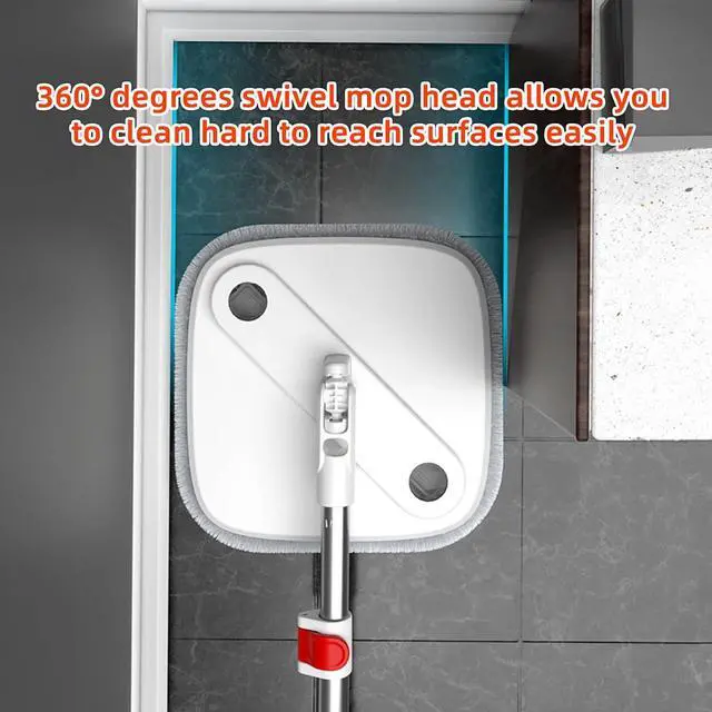 Alt view image 7 of 7 - KZKR M16 Spin Mop and Bucket Set with Self Separation M16 Dirty and Clean Water System Self Wringing 360° Rotating Square Mop-Head for Hardwood Tile Marble Floors (Grey) (Mop and Bucket Set (2 Pads))