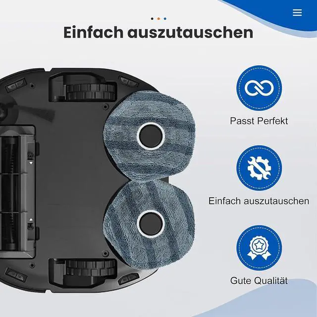 Alt view image 5 of 7 - 8 Pack Mop Pads Compatible with eufy X10 Pro Omni / X9 Pro Robot Vacuum Cleaner, Spin Cleaning Pads Replacement Accessories Set