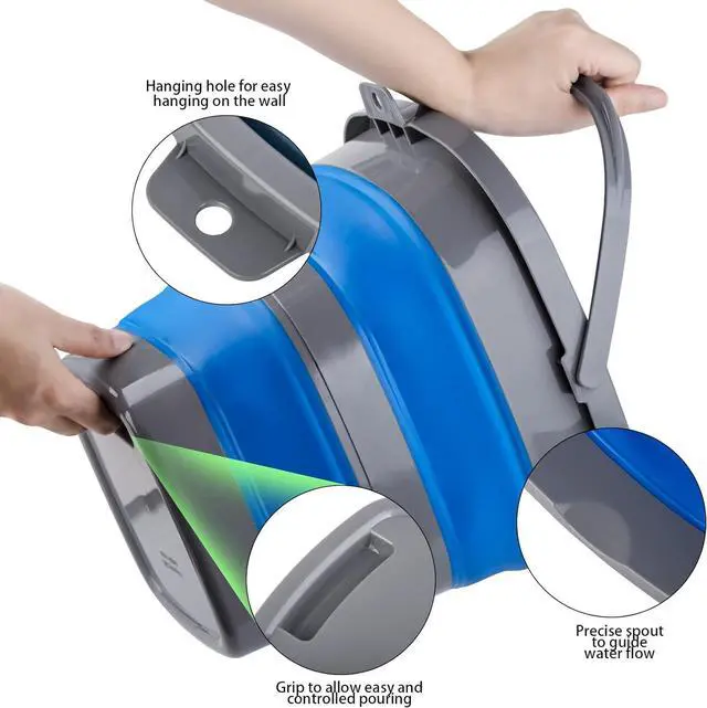 Alt view image 3 of 7 - 3 Pack Collapsible Bucket with Large 2.6 Gallon (10L) Each, Portable Plastic Bucket for House Cleaning, Foldable Tub for Mop, Car, Garden or Camping, Space Saving Fishing Water Pail